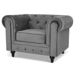 Button Tufted Velvet Living Room Armchair | Grey