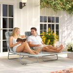 2 Pieces Sun Loungers Foldable Reclining Chair | Light Grey