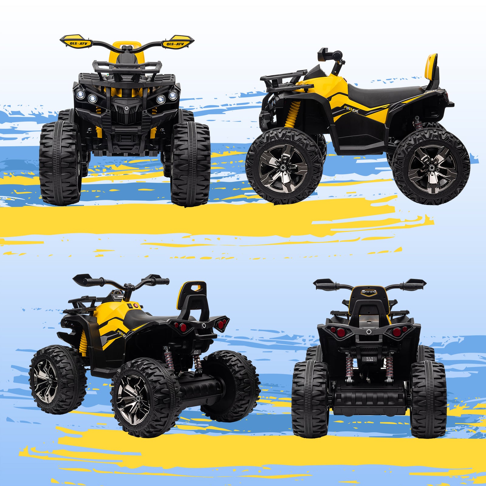 12v Quad Bike Atv With Led Lights, Music, For Boys Girls | Yellow