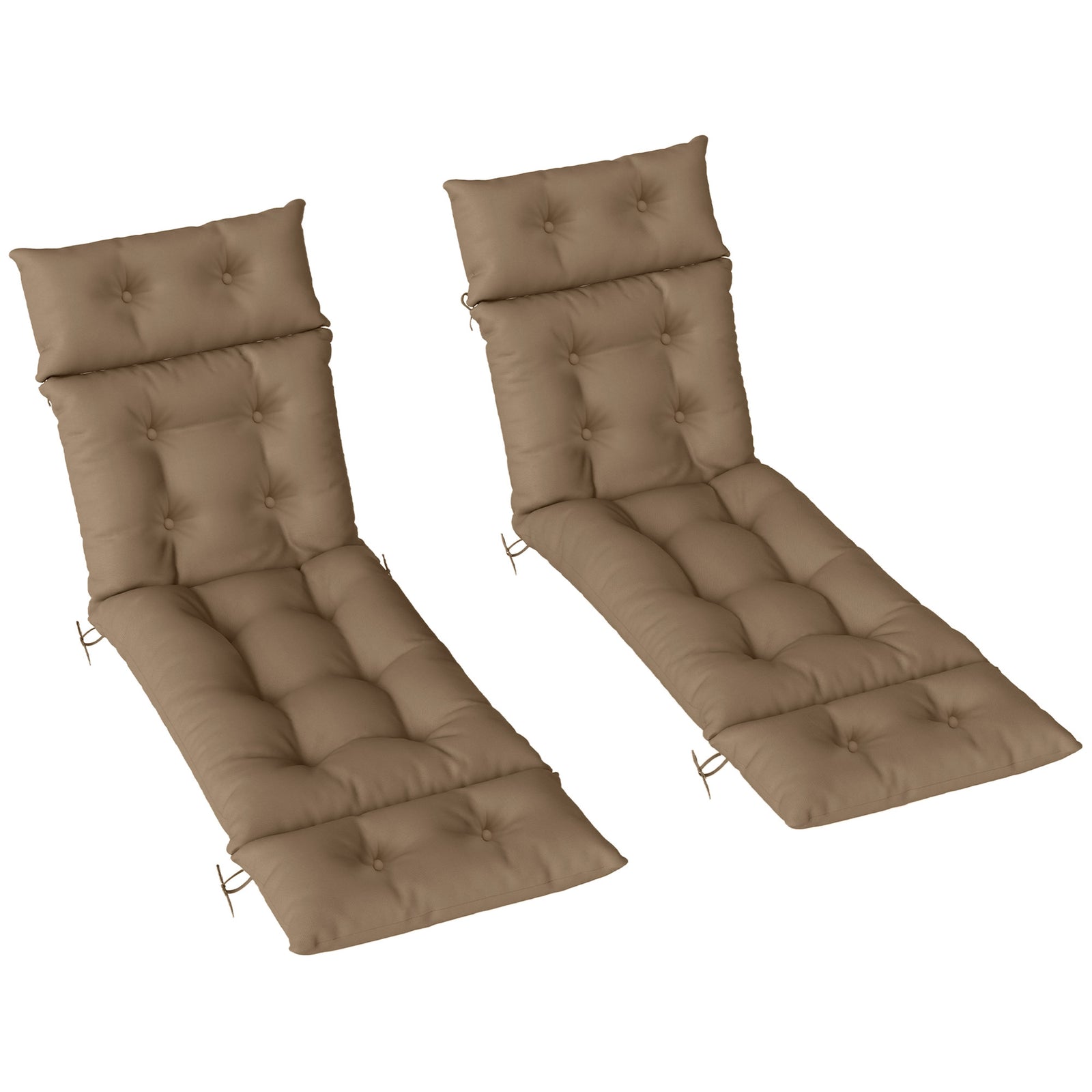 Garden Lounge Chair Cushions Set Of 2, 220gsm Fabric | Khaki