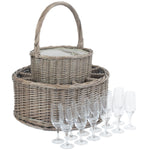 Chilled Drinks Picnic Wicker Basket With 12 Glasses