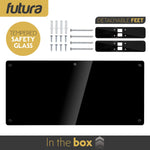 Electric Wifi Glass Radiator Panel Heater Black Wall Mounted Or Floor Standing Bathroom Safe, Timer And Thermostat | 2000w | Black