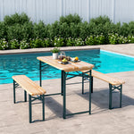 Outdoor Wooden 3-piece Garden Table Bench Furniture Set
