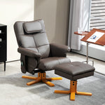 Massage Recliner Chair With Footstool And Hidden Storage | One Size | Brown