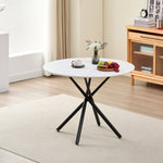 Seattle Circle White Concrete Dining Table With Stylish Starburst Black Legs | White