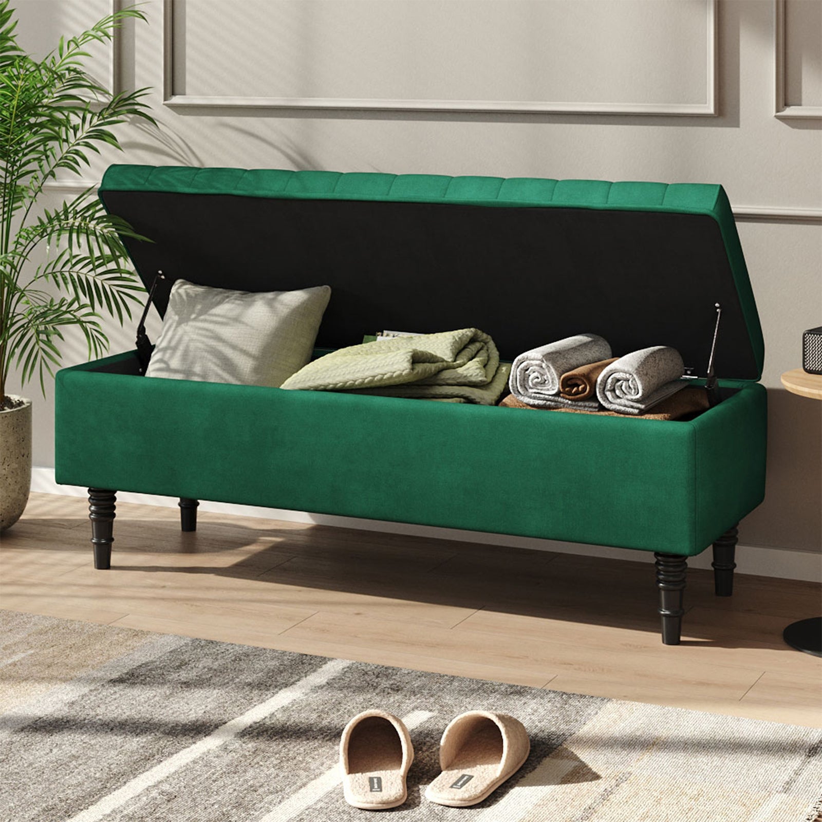 Breeins Fleece Upholstered Storage Bench