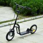 Dual Brakes Kick Scooter 12-inch Inflatable Wheel Ride On Toy For Age 5+ | Black