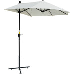 2m Half Balcony Parasol W/ Double Canopy & Base | Cream