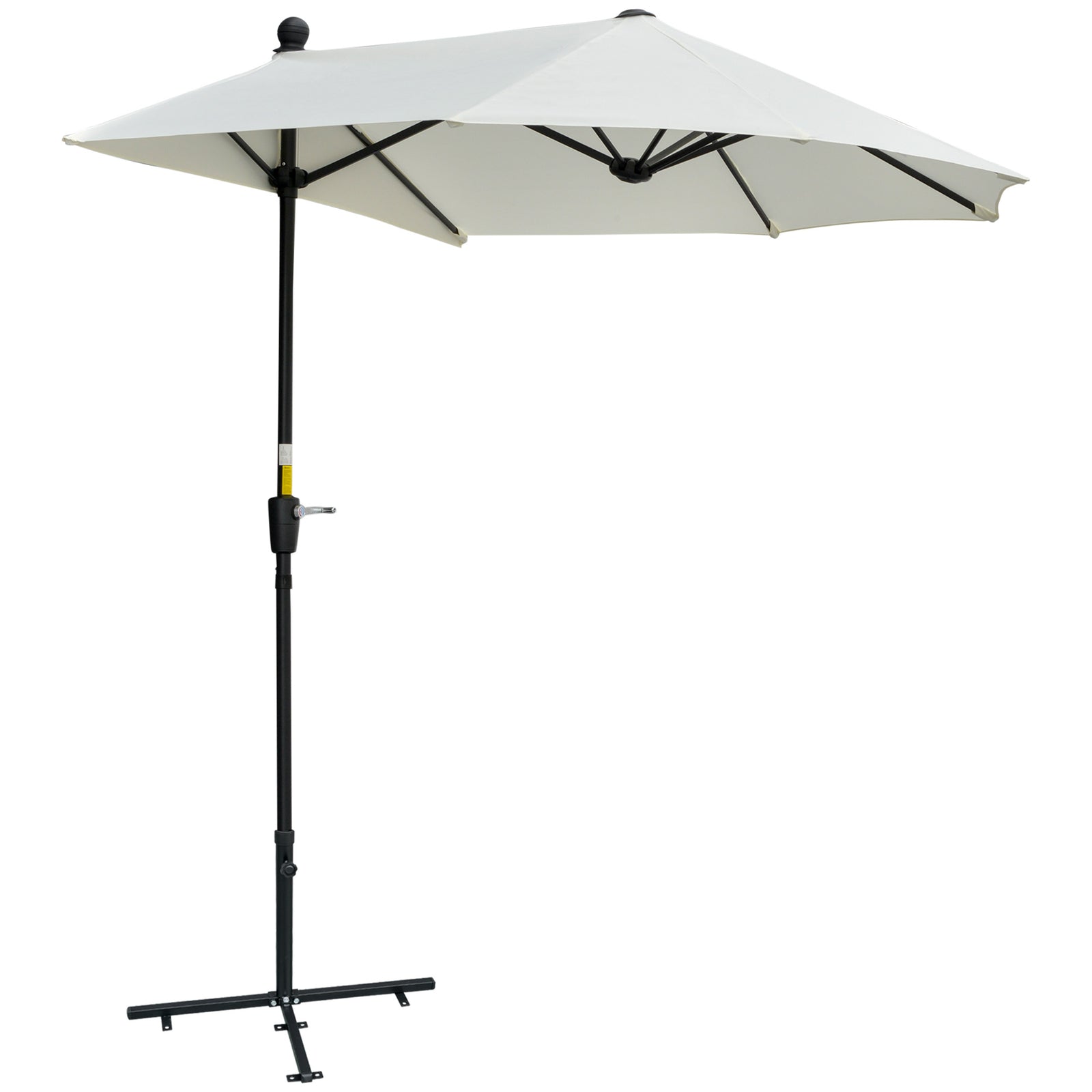 2m Half Balcony Parasol W/ Double Canopy & Base | Cream