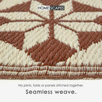 Luxury Outdoor Rug Waterproof Reversible For Garden Patio, Brown Tile Mosaic