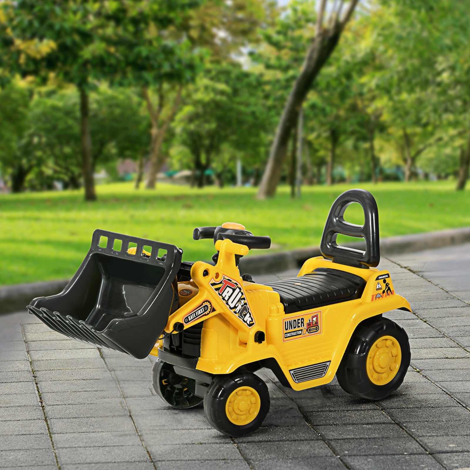 Ride-on Bulldozer Toddler Digger Excavator Scooter Storage Cart