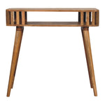 Slatted Oak-ish Console,1 Open Slot, Beige