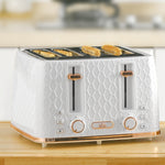 Toaster With 4 Slot, 7 Browning Levels, 1600w  Honeycomb | One Size | White