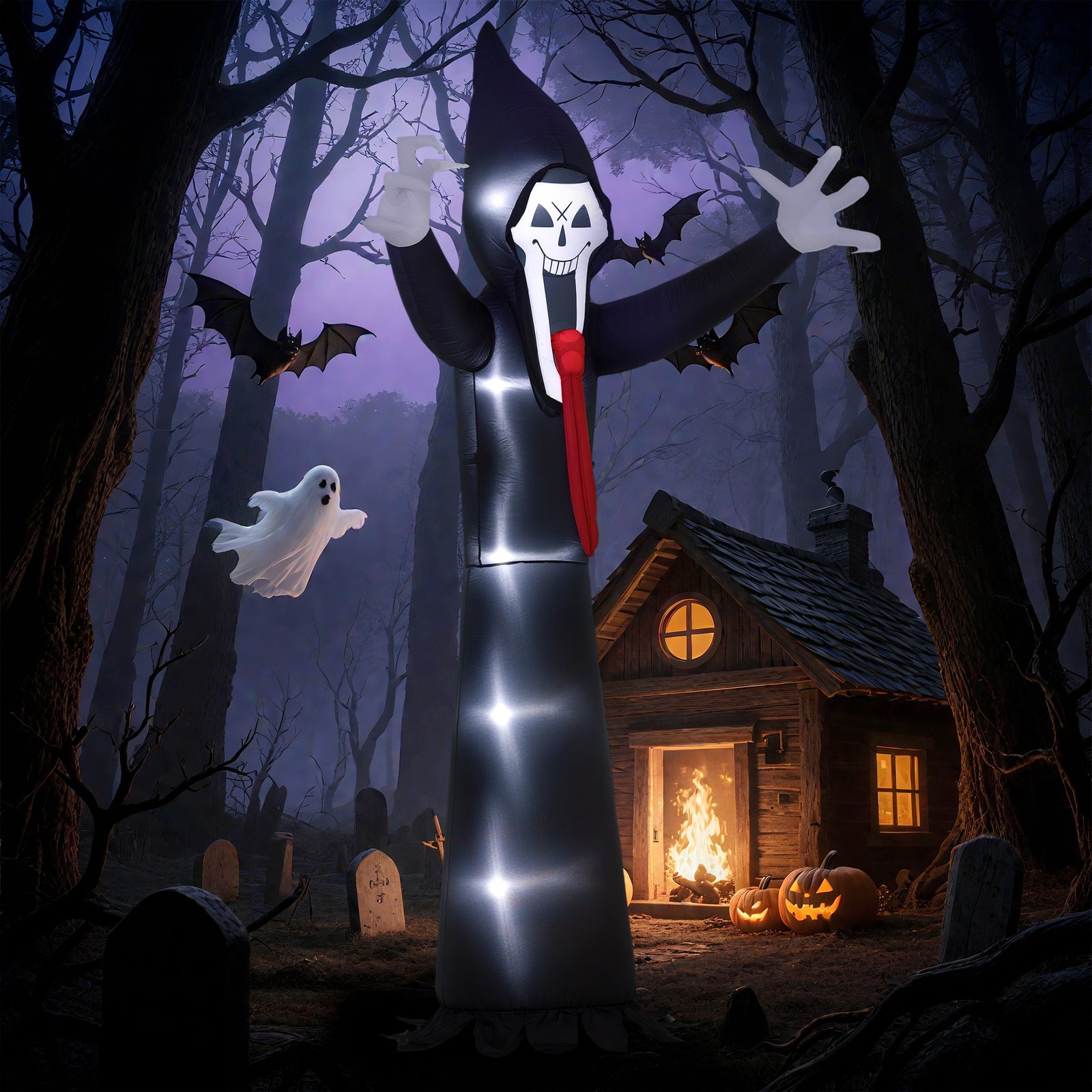 10 Ft Grim Reaper Halloween Inflatable For Indoor, Outdoor Party