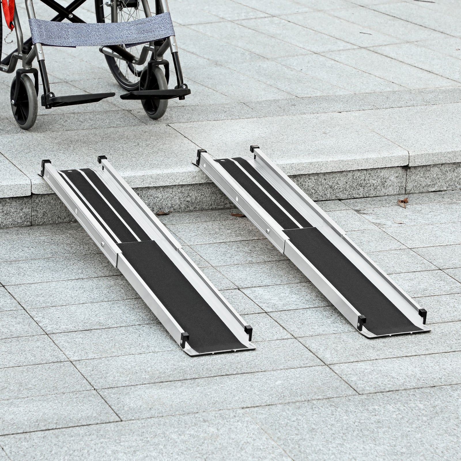 Aluminium Telescopic Wheelchair Ramps Folding Ramp | Small | Silver