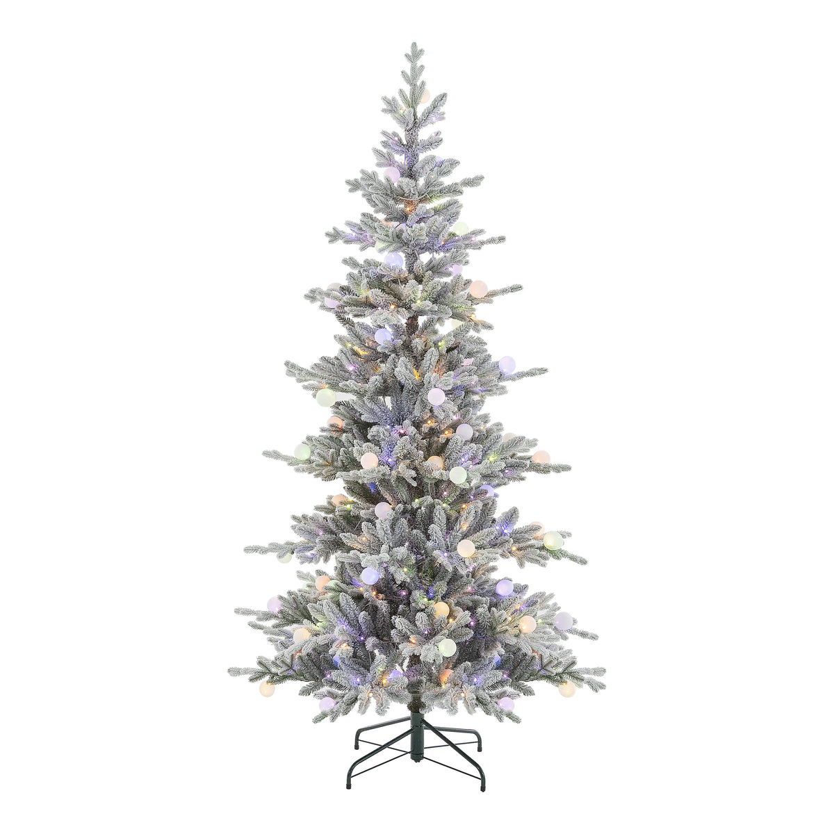 Indoor & Outdoor Living Aurora Winter Glow Flocked White Multi-colour Christmas Tree