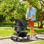 Pet Stroller Carrier Foldable Deluxe Jogger Walk Travel Dog Cat | Charcoal Gray
