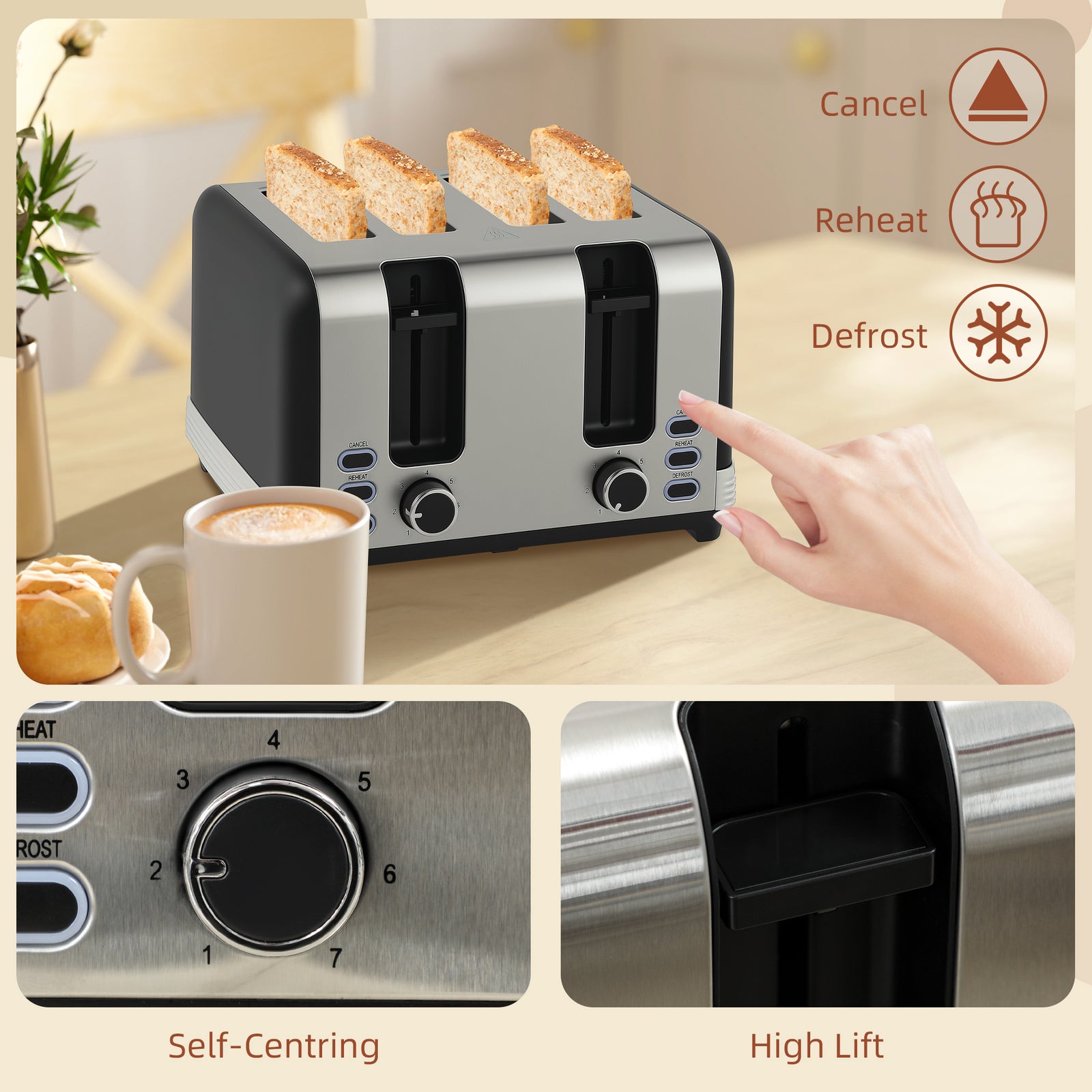 Quick Boil Kettle & Toaster Set | Black