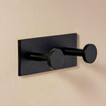Double Towel Hook, Robe Hook, Self-adhesive, Black, Stick Collection