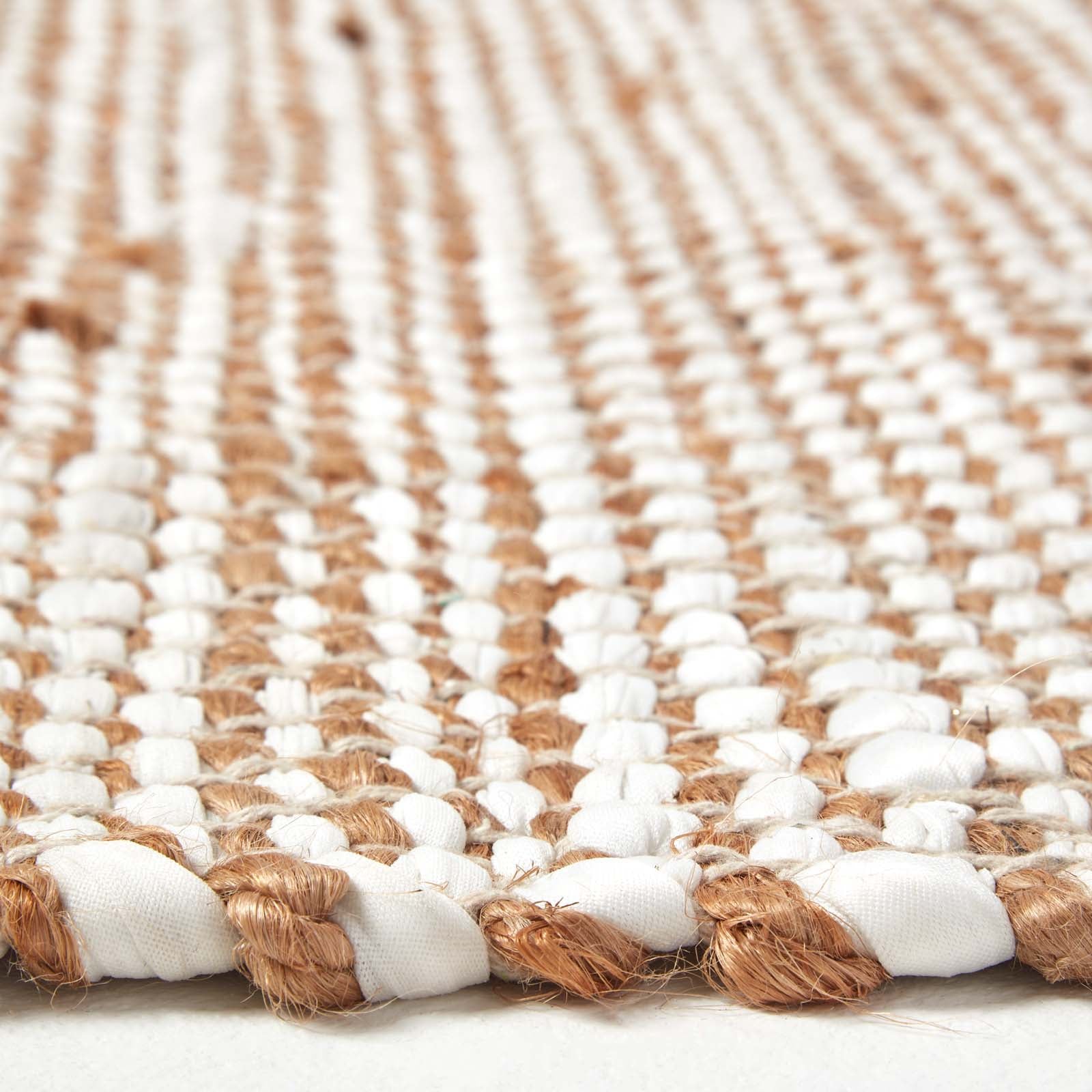 Horizon Neutral Chevron Hemp Chindi Rug | 200cm | Natural
