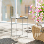 46cm Round Garden Table Side Table With Removable Tray | White