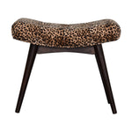 Solid Wood Leopard Print Curved Bench