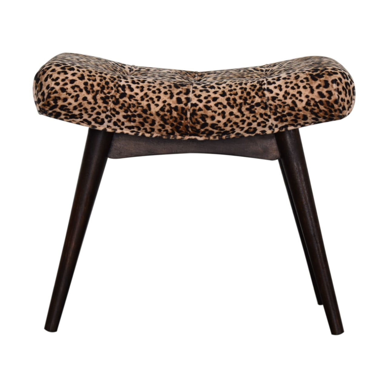 Solid Wood Leopard Print Curved Bench
