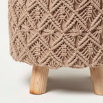Indy Brown Macrame Storage Footstool | Brown