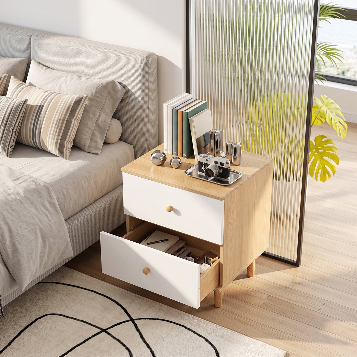 Breeins Dual-drawer Bedside Table Nightstand