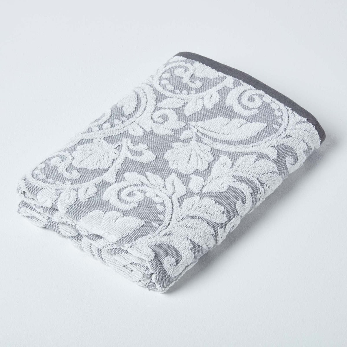 Damask 100% Turkish Cotton 600 Gsm Towels | Bath Towel | Silver