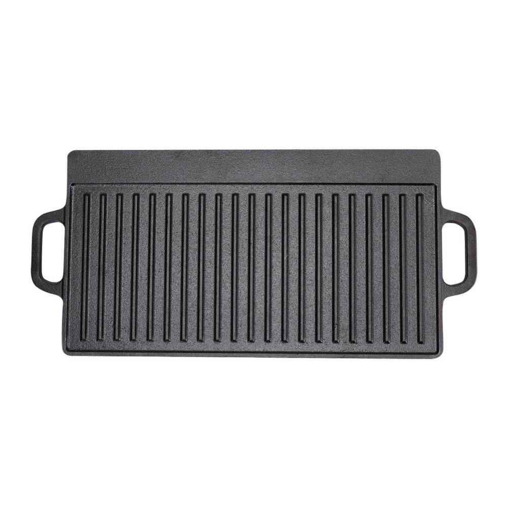 Living and Home 50cm W X 23cm W Non-stick Cast-iron Reversible Griddle Pan