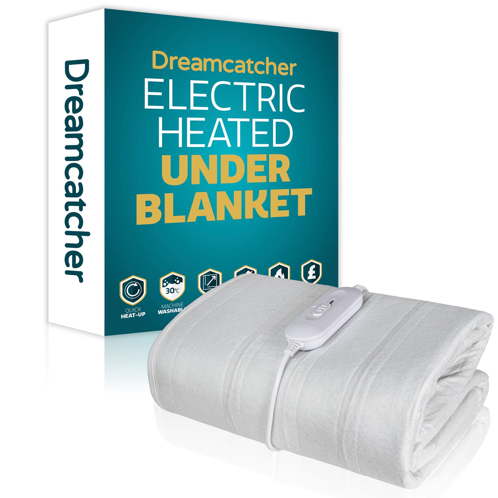 Electric Blanket Heated Bed Underblanket Polyester Detachable Control 3 Heat Settings | King | White