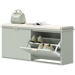 Shoe Storage Bench With Cushion And Flip-drawer | Large | Green