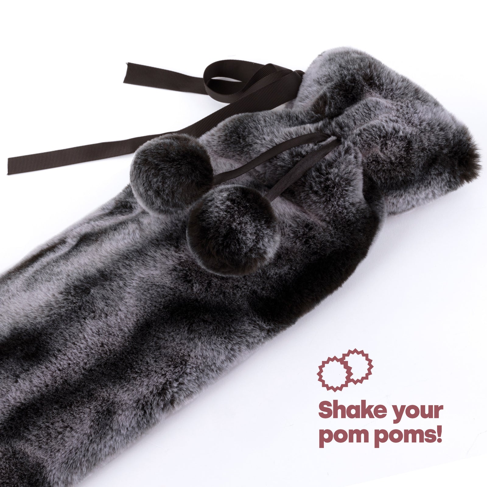 Livivo Grey Extra Long 2l Hot Water Bottle With Soft Washable Faux Fur Cover