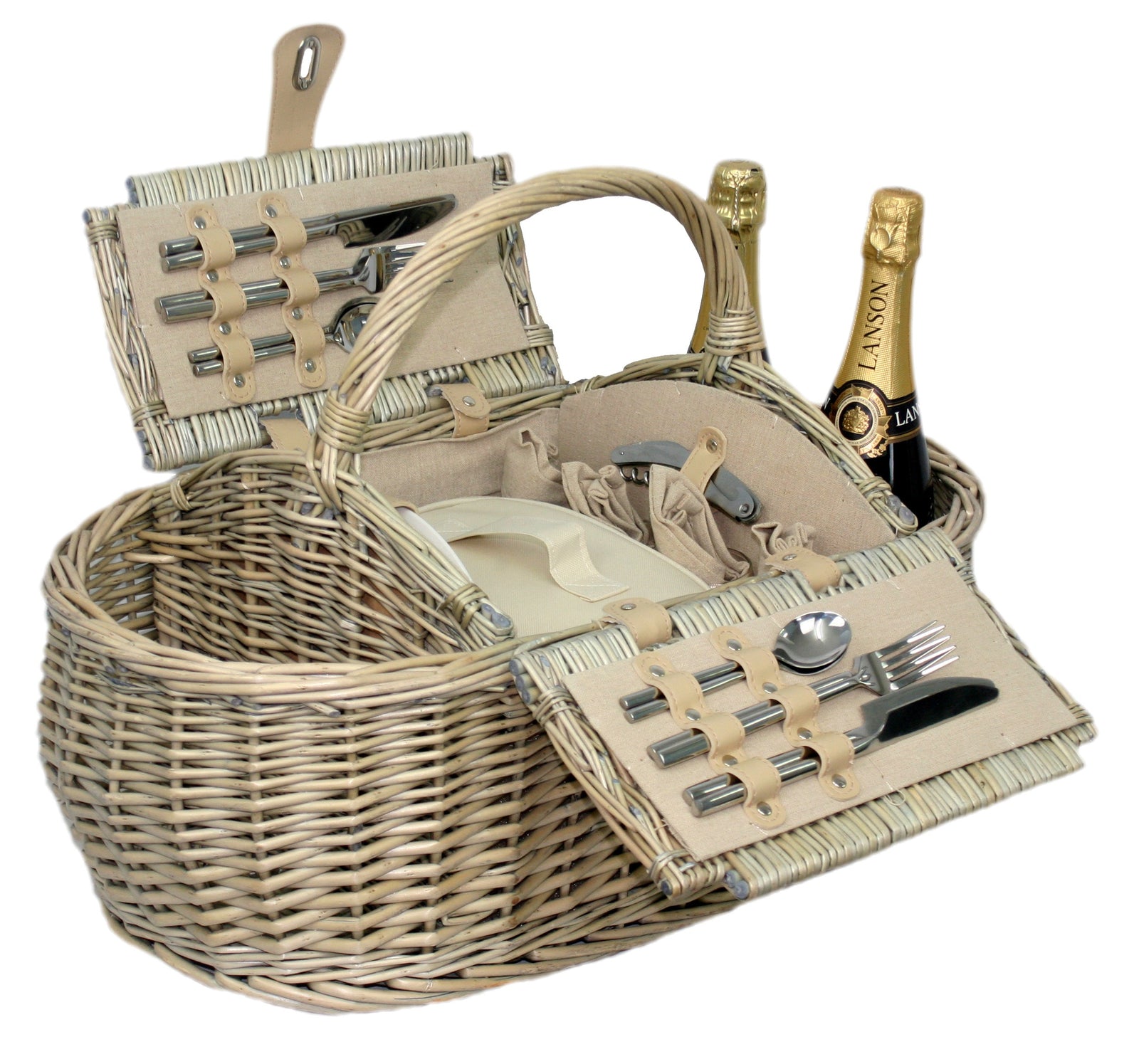 Wicker 4 Person Boat Fitted Picnic Basket | 4-Person | White