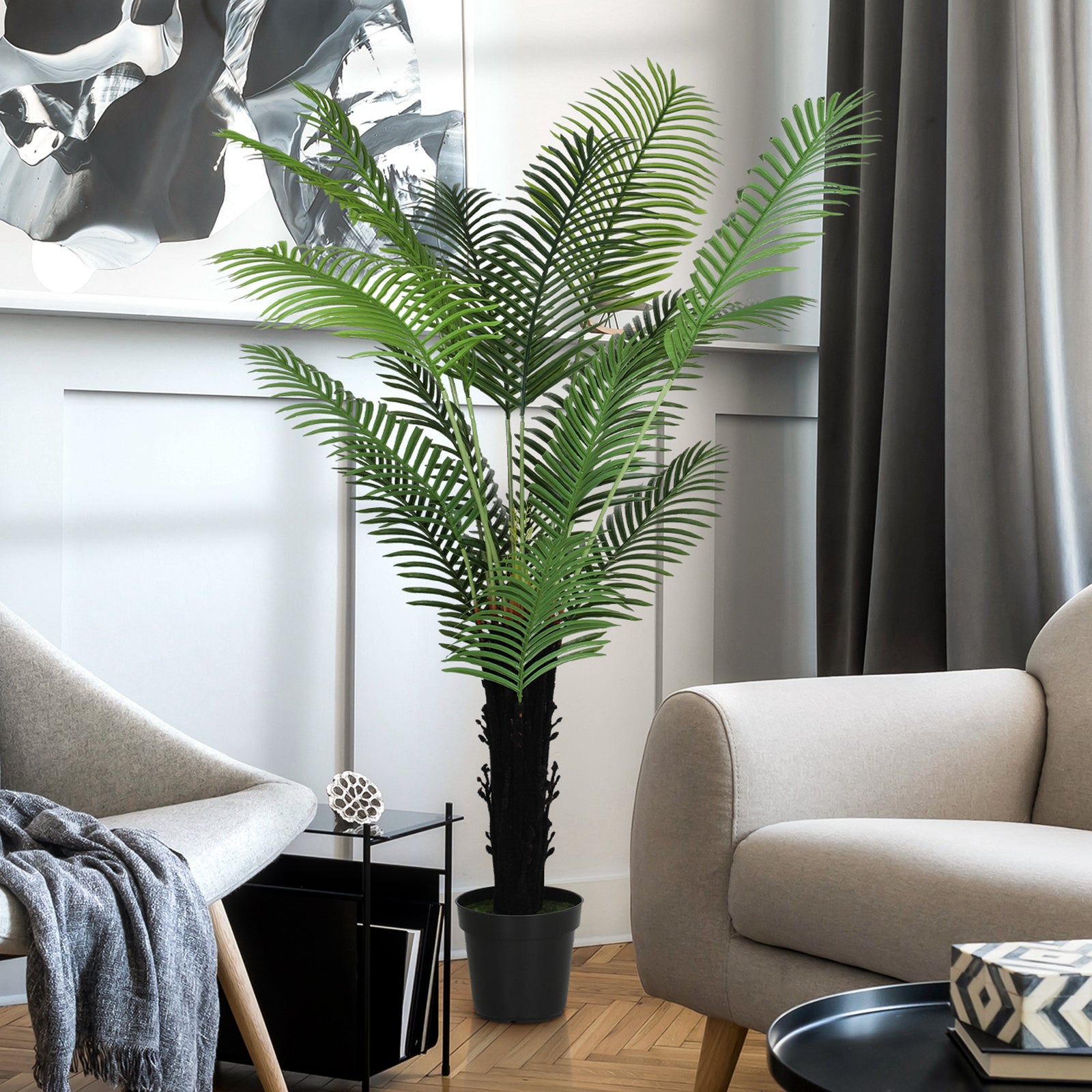 Artificial Areca Palm Tree With Pe Leaves And Flocked Soil | 175cm | Green