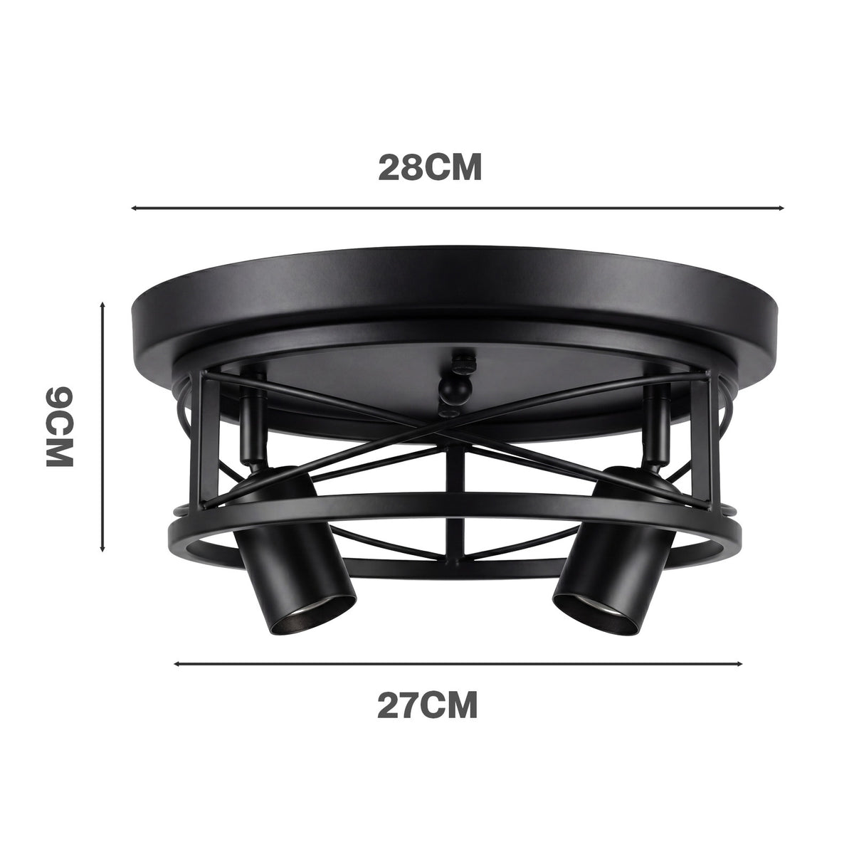 Emitto Ceiling Lights E27 Metal Cage 90° Adjustable Heads Kitchen Fixture Black