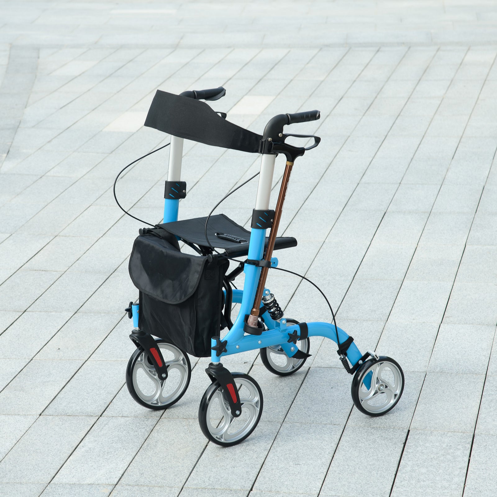 4 Wheel Rollator With Seat And Bag Dual Brakes