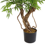 140cm  Realistic Artificial Japanese Fruticosa Ficus Tree, Green Silver