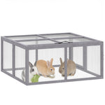 PawHut Rabbit Hutch Outdoor, Foldable & Portable, Rabbit Cage W/ Open Top