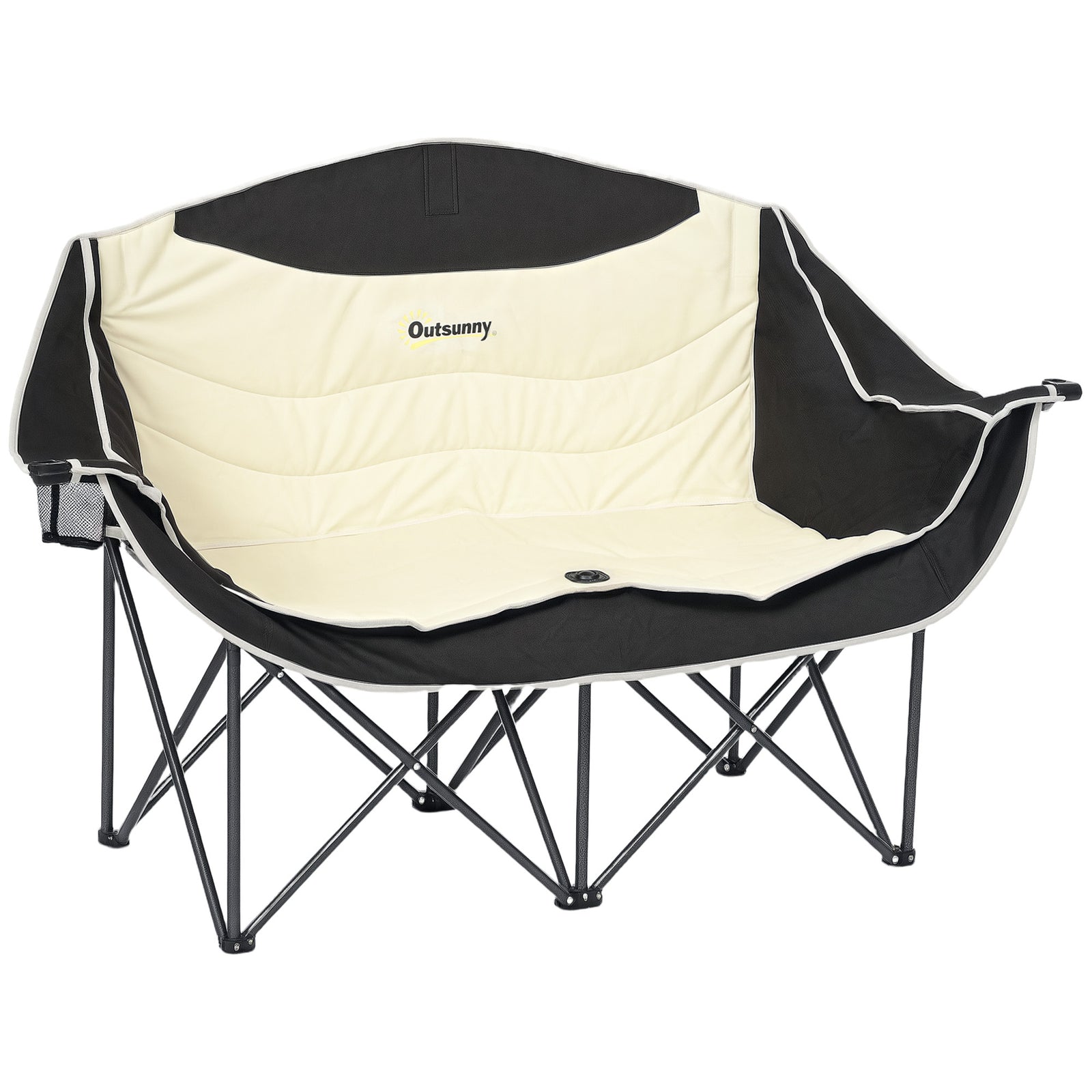 Double Camping Chair For Adults With Armrests, Cup Holders | Khaki