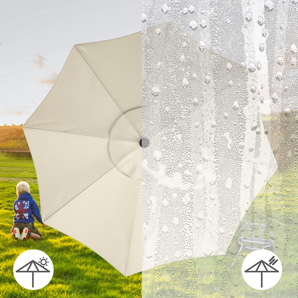 3m Outdoor Patio Parasol – Solar-powered Umbrella With 24 Led Lights, Tilt & Crank Handle, Without Base | One Size | Beige