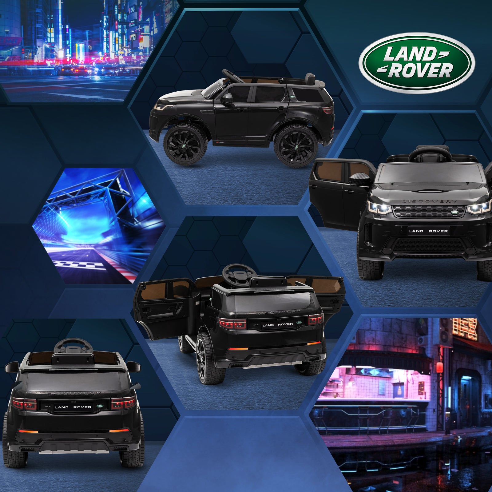 Land Rover Licensed Kids Electric Car W/ Remote Music | Black
