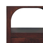 Arched Edge 1 Drawer and 1 Open Shelf Bedside, Warm Brown