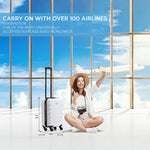 55x35x20cm Cabin Carry On Suitcase Hard Shell Overhead Luggage 100+ Airlines Approved | Cabin | Black & White