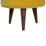 Solid Mango Wood Mustard Velvet Nordic Footstool