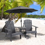 Wooden Double Adirondack Chair W/ Table & Umbrella Hole | Dark Gray