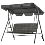 3-person Outdoor Rattan Swing Chair Hanging W/ Stand, Canopy