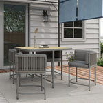 5 Pcs Rattan Set Cube Space-saving, Grey