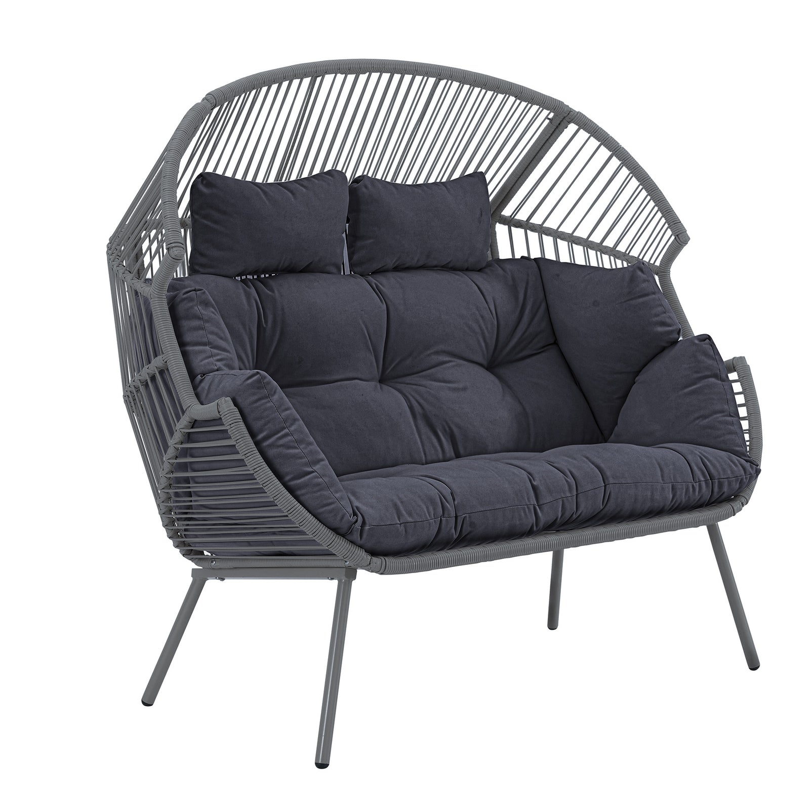 Cocona 2 Seat Standing Egg Chair And Stool | One Size | Dark Grey